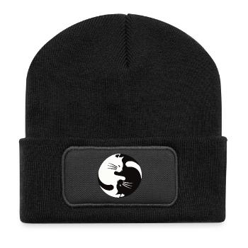 2 cats cuddle ,ying yang - Recycled Patch Beanie - black - Front