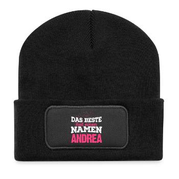 ANDREA - das Beste - Recycelte Patch Beanie - Schwarz - Vorne