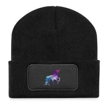 Einhorn - Recycelte Patch Beanie - Schwarz - Vorne
