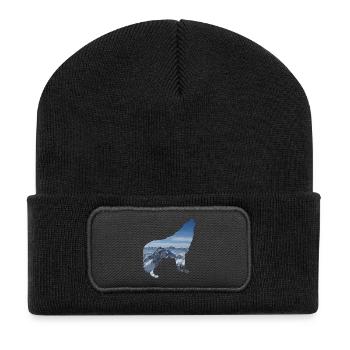 WOLF motif design gift idea birthday style - Recycled Patch Beanie - black - Front