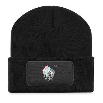 trois maison fou avec des cuisses de poulet vintage rétro - Beanie recyclé à patch - noir - Devant