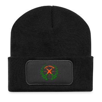 La vie végétalien 100% Nature - Beanie recyclé à patch - noir - Devant