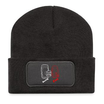 Langweilig Spass Gangschaltung 4WD 4x4 Allrad - Recycelte Patch Beanie - Dunkelgrau - Vorne