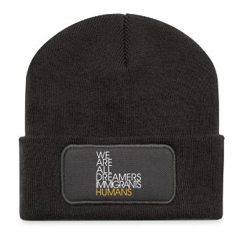 Nous sommes tous des immigrants rêveurs Les humains -Anti le racisme - Beanie recyclé à patch - charbon - Devant