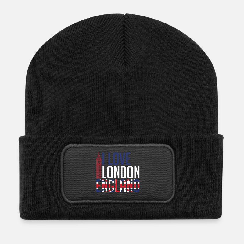 I Love London England - Recycled Patch Beanie - black