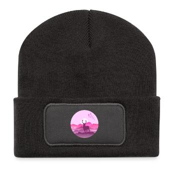 Deer in the mountains before sunset - Recycled Patch Beanie - dark grey - Front