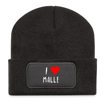 I love Malle Mallorca Liebe Party Geschenk Idee - Recycelte Patch Beanie - Dunkelgrau - Vorne