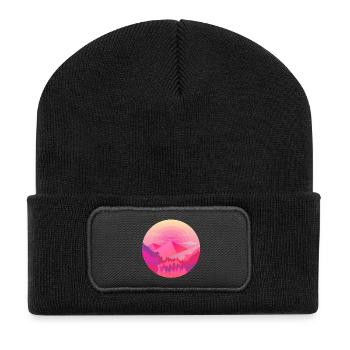Mountains pyramid sun forest - Recycled Patch Beanie - black - Front