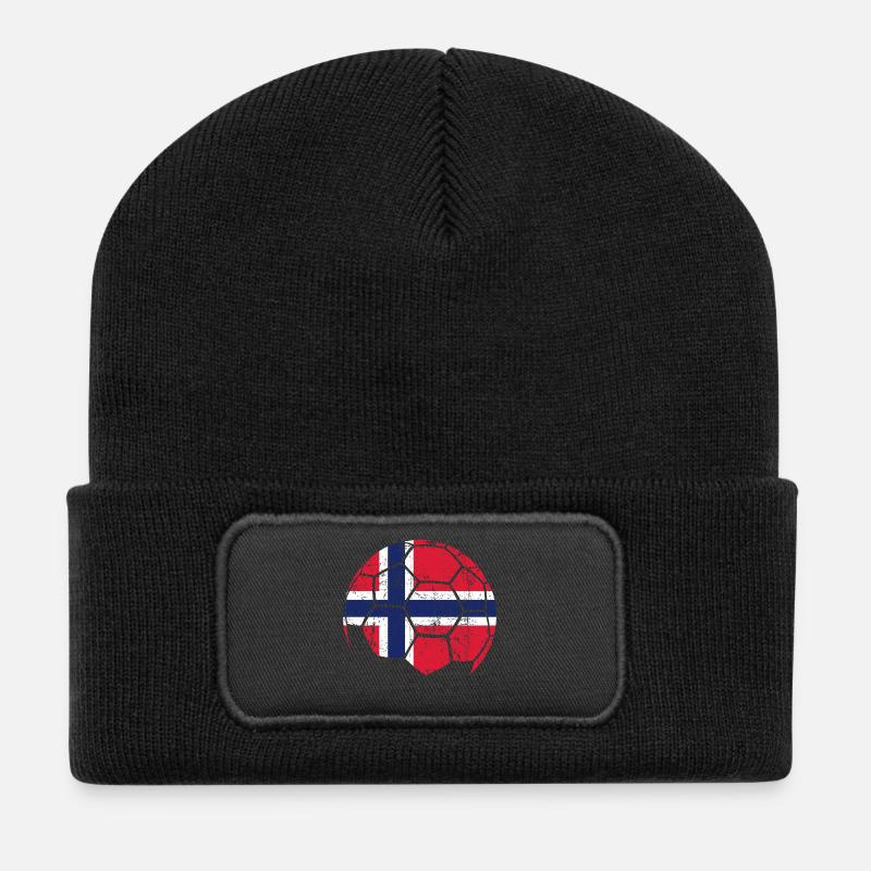 Norway Soccer Ball Fußball - Recycelte Patch Beanie - Schwarz