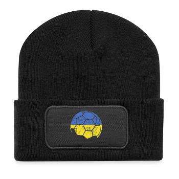 Ukraine Soccer Ball Football - Recycled Patch Beanie - black - Front