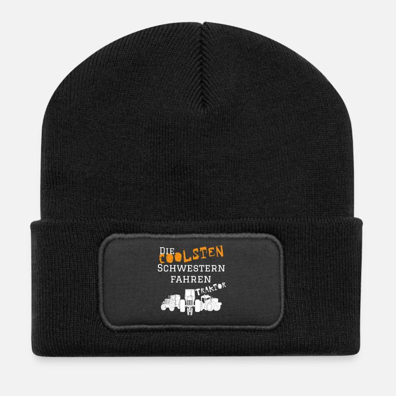 The coolest sister tractor - Recycled Patch Beanie - black