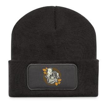 Retro man beer drinker t-shirt - Recycled Patch Beanie - dark grey - Front