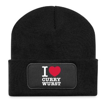 i love Currywurst - Recycled Patch Beanie - black - Front