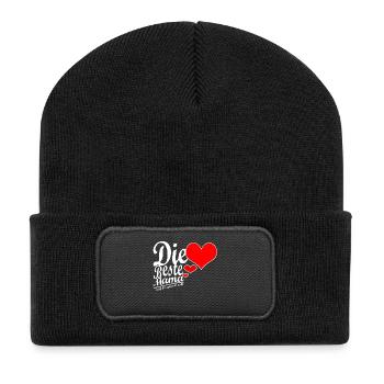 Die beste mama Muttertag - Recycelte Patch Beanie - Schwarz - Vorne