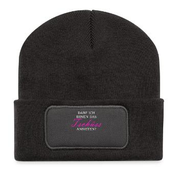 Tschüss anbieten - Recycelte Patch Beanie - Dunkelgrau - Vorne