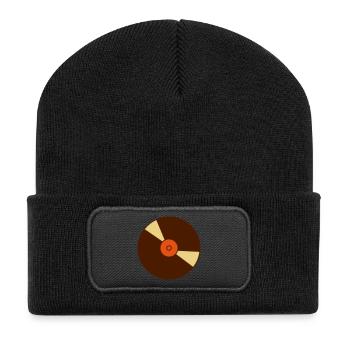 cadeau disque vinyle Retro - Beanie recyclé à patch - noir - Devant