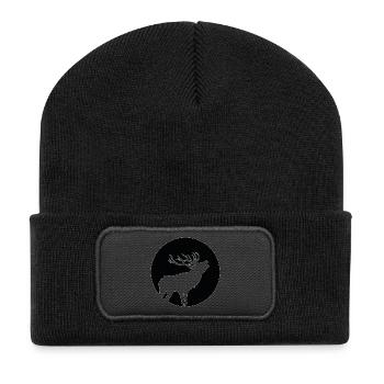Cerf dans les chasseurs de forêts sauvages cadeaux sauvages - Beanie recyclé à patch - noir - Devant