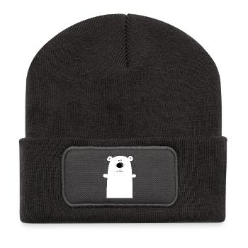 Knuddeliger Eisbär - Polarbär - Bär - Kinder - Recycelte Patch Beanie - Dunkelgrau - Vorne