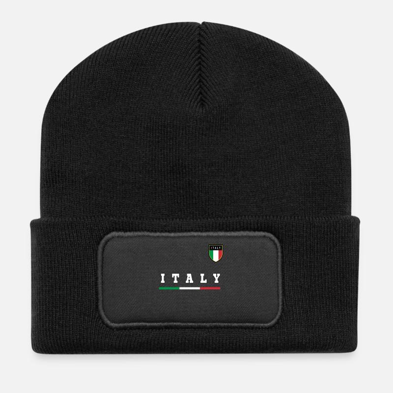 Italien Italy Italia Flagge Wappen Geschenk Idee - Recycelte Patch Beanie - Schwarz