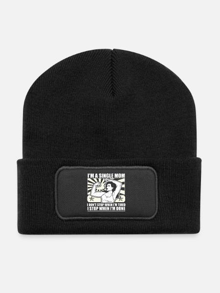 Cool Strong Single Mom T-shirt - Recycelte Patch Beanie - Schwarz