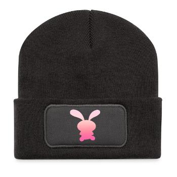 Big Pink Bunny Design / Logo - Recycled Patch Beanie - dark grey - Front