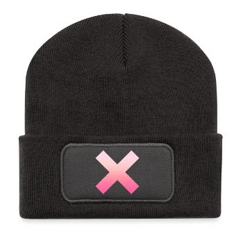 Schlichtes einfaches Pinkes X/Kreuz Design/Symbol - Recycelte Patch Beanie - Dunkelgrau - Vorne