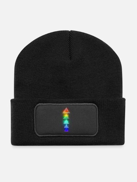 Neon Dreick Bunt - Recycelte Patch Beanie - Schwarz