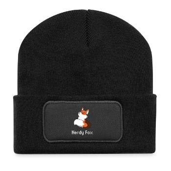 Fox nerd gift glasses animal cunning smart - Recycled Patch Beanie - black - Front