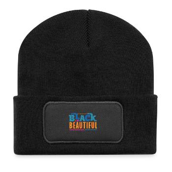 Black is Beautiful Afrikanisch Amerikanisch - Recycelte Patch Beanie - Schwarz - Vorne