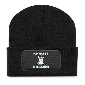 Je déteste les gens licorne - Beanie recyclé à patch - noir - Devant