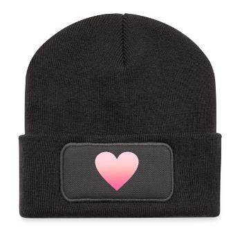 Simple simple pink heart design / symbol - Recycled Patch Beanie - dark grey - Front