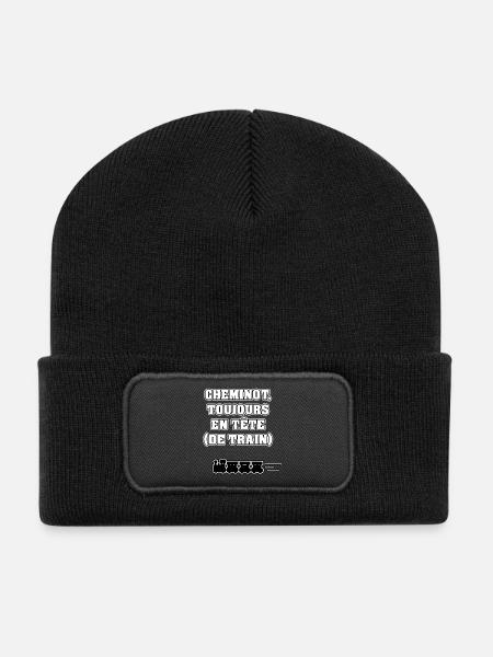 CHEMINOT, TOUJOURS EN TÊTE (DE TRAIN) - Beanie recyclé à patch - noir