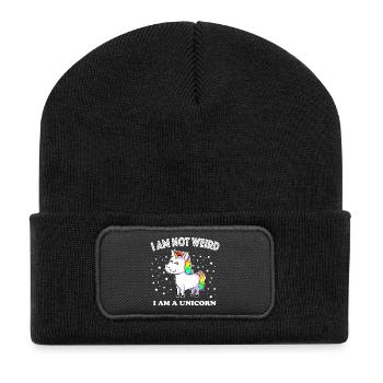 I am not weird UNICORN Einhorn - Recycelte Patch Beanie - Schwarz - Vorne