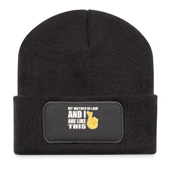 Cross-fingers Mother-In-Law T-shirt - Recycled Patch Beanie - dark grey - Front
