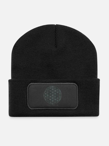 Blume des Lebens - Ursprung-Schöpfung-Leben - Recycelte Patch Beanie - Schwarz