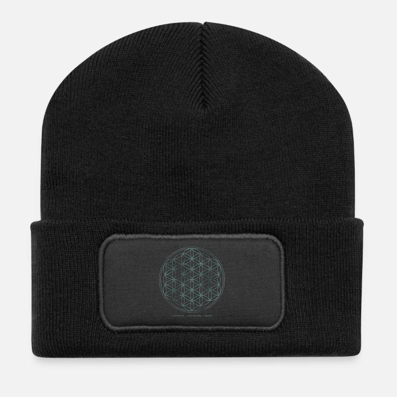 Blume des Lebens - Ursprung-Schöpfung-Leben - Recycelte Patch Beanie - Schwarz