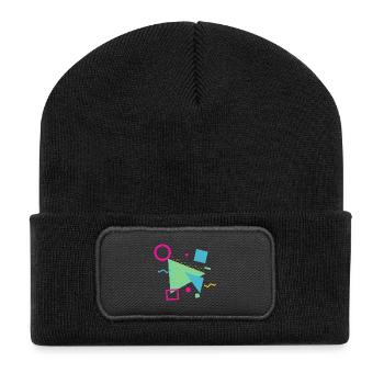 Vintage Muster | Retro | Geschenk Idee - Recycelte Patch Beanie - Schwarz - Vorne