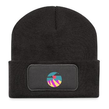 mountain illustration - Recycled Patch Beanie - dark grey - Front