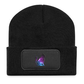 Galaxy Cat Space Gift - Recycled Patch Beanie - black - Front