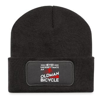 Never Underestimate Old Man with Bicycle - Recycled Patch Beanie - dark grey - Front