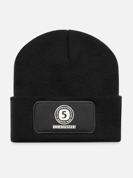 5 Deutsche Mark DM D-Mark Vergangenheit - Recycelte Patch Beanie - Schwarz