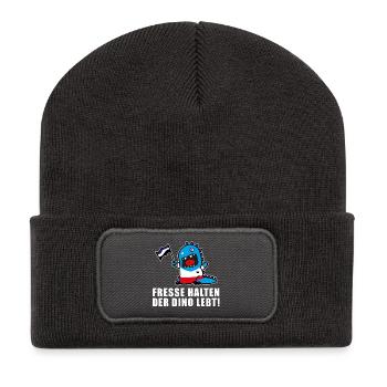 Dino - Recycelte Patch Beanie - Dunkelgrau - Vorne