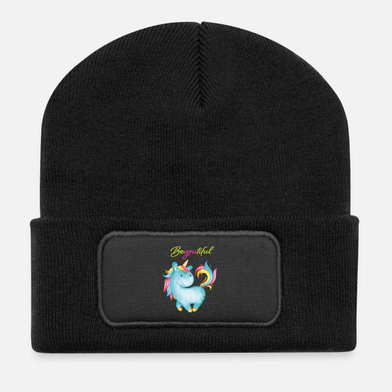 Unicorn Beyoutiful - Recycelte Patch Beanie - Schwarz