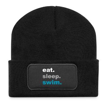 Eating, sleeping, swimming! - Gift - Recycled Patch Beanie - black - Front