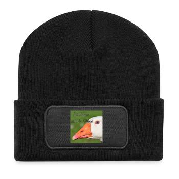 Ich dänse mit de Gänse - Recycelte Patch Beanie - Schwarz - Vorne