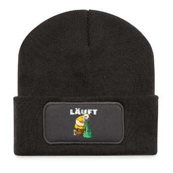 Läuft - Mann übergibt sich, Männerabend Sauftour - Recycelte Patch Beanie - Dunkelgrau - Vorne