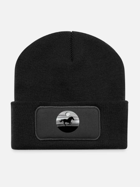Pferd Pferde Mond - Recycelte Patch Beanie - Schwarz