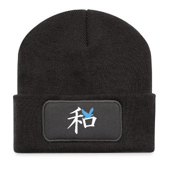 Japan Peace Dove Kanji Characters - Recycled Patch Beanie - dark grey - Front