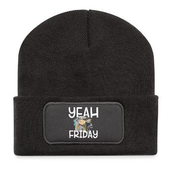 Yeah Friday - finally Friday - Recycled Patch Beanie - dark grey - Front