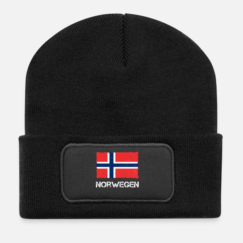Norwegen - Recycelte Patch Beanie - Schwarz